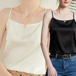 [로즈엘리][2장세트] 3컬러 여름 실키 아이스쿨 패션나시 새틴 끈나시