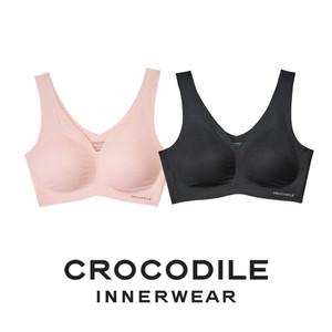 [크로커다일] 감탄브라 소프트핏 쉘론 V넥 패드일체형 브라2종 로즈베이지 블랙 CDWBR5M0708