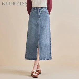 [신세계라이브쇼핑][블루레이스] 앞트임데님롱스커트_B3M1SK8061
