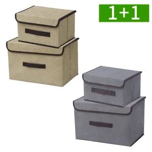 [1개+1개] 옷정리함 리빙박스 패브릭 접이식 소형 보관함