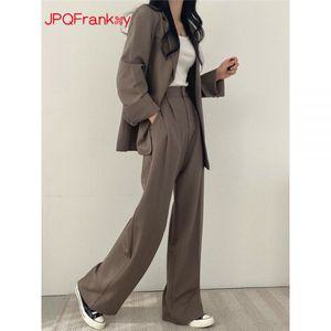 여자 봄 가을 면접복장 여성 투피스 여성용 단색 블레이저 긴 바지 오피스 레이디 정장 세트 통근 겨울 신