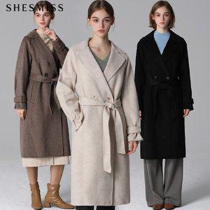 [쉬즈미스]SHESMISS)] 울 블렌디드 벨티드 핸드메이드 코트 (택가격:598000원)