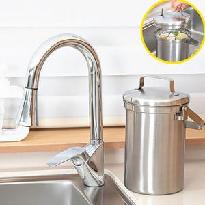 올스텐304 냄새차단 스텐 음식물쓰레기통 3리터 손쉬운 세척