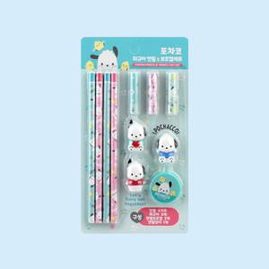 산리오 피규어연필 보호캡세트 포차코 문구세트 선물 웰컴키트 어린이날 학원 단체 입학 졸업 신학기 학생 학용품