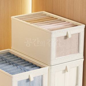 투명창 패브릭 수납함 리빙박스 소형 슬림 속옷 양말 잡화 뚜껑형 옷정리 S
