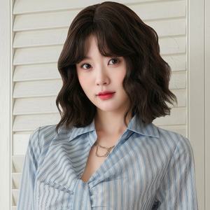 키라비 여성 가발 통가발 웨이브 단발머리 가르마 35cm DTF0152