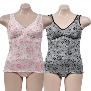 (쏘로사떼)플라워패턴 로맨틱 노몰드 인견소재 브라런닝 삼각팬티세트