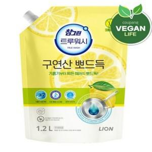 참그린 트루워시 구연산 뽀드득 주방세제 레몬향 1.2L 리필x1개