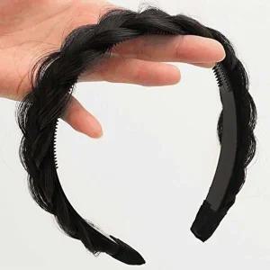 땋은머리 꽈배기 머리띠 인조모 볼륨 벼머리 헤어밴드-WFHF03C