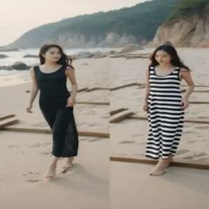 올리피플 모달 민소매 슬림 롱 원피스