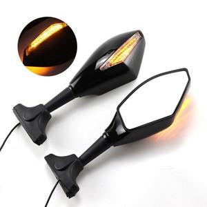 범용 오토바이 사이드 백미러  앰버 LED 표시등 포함  혼다 야마하 가와사키 두카티용  1 쌍