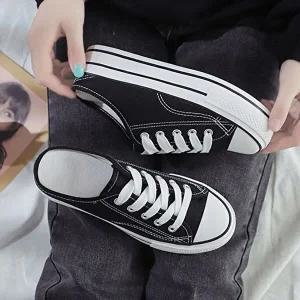 캐주얼 캔버스 2컬러 여성 뮬 스니커즈-WFHT8GA