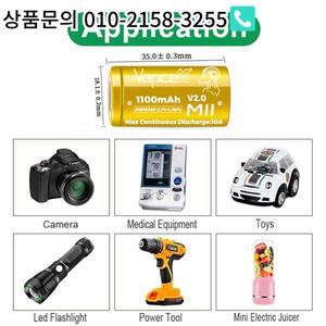 고출력  Vapcell 리튬 배터리 전동 공구용 충전식 INR18350 M11 V2.0 1100mah 3.7V 4.1Wh