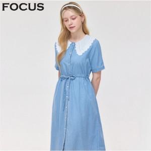 [포커스] 레이스 빅 카라 데님 원피스_VF5M1OP3361