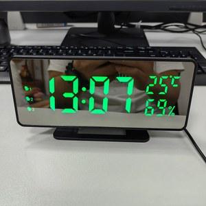 탁상시계 USB 전원 디지털 알람 시계 온도 습도 스누즈 테이블 야간 모드 12 24H 전자 LED