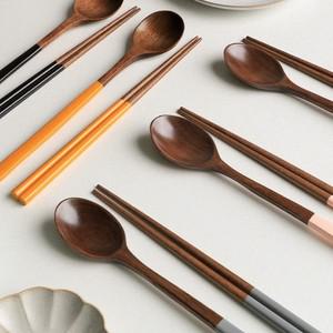 숟가락 옻칠 나무 젓가락 세트 4인 우드 수저 요거트스푼