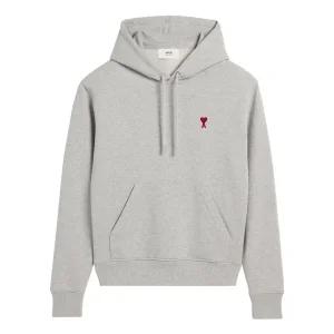 아미 스몰 하트 로고 후드티 그레이 BFUSW235 730 0951