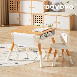 [도보보] 유아책상 의자 세트 L 아기 어린이 높이조절 미술 놀이 블럭 테이블 원목 우드