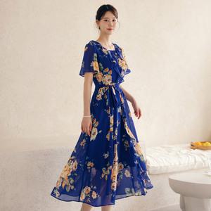 [시크라인] (~XXL까지) 리노벨라 프릴 윙소매 플라워 쉬폰 원피스 여름 휴양지룩 바캉스룩 데이트 모임 미시 빅사이즈