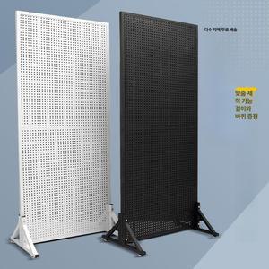 철제 파티션 타공 바퀴 가림막 공간분리 전시 가벽 흰색