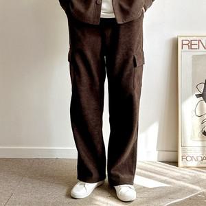 와이티클로젯] 힙스터 기모 코듀로이 와이드 융털 골덴 카고 밴딩팬츠 남여공용 커플룩 단체복3color