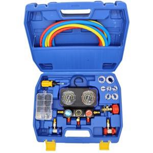 자동차 도구 세트 냉동 에어컨 호스 및 후크 포함 3 방향 R410a R32 R22 R-134a 매니폴드 게이지