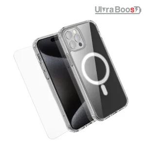 울트라부스트 맥세이프 클리어 케이스+고화질 액정보호 방탄보호필름 iPhone13 Pro