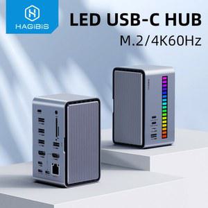도킹 스테이션 썬더볼트 독 멀티 허브 듀얼 HDMI 호환 M.2 SSD 인클로저 이더넷 100W PD USB SD/TF가 포함된 C타입 노트북 맥북 PRO용