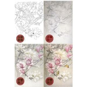 민화도안 동양화 그리기 밑그림 초보자용 화조 단계별 채색 66x100