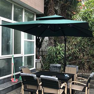 [엣모어]대형 태양광 LED 사각파라솔(다크그린) 3m