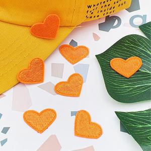 오렌지 하트 열접착 의류 리폼 패치 와펜