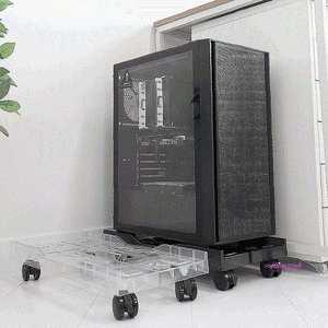 컴퓨터본체바퀴 사이드조절 이동식 선반 사무용품 스탠드 pc캐리어 받침 고정 바퀴형 컴뷰터 트레이 거치대