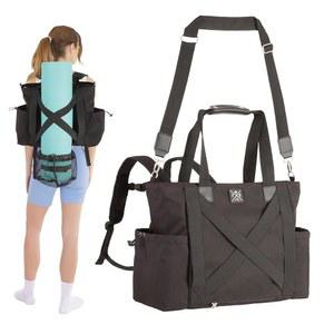 백팩 스트랩과 포켓이 있는 방수 요가 매트 가방 - 자전거 및 출퇴근에 적합하며 두껍고 얇은 보관 남녀용 헤비 듀티 룸미 캐리어 회색과 검은색으로 제공됩니다