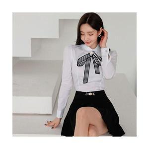 여자 미니 스커트 여성 봄가을 셔츠+ 세트 리본 긴팔 블라우스 허리여밈 A라인 투피스 mob3
