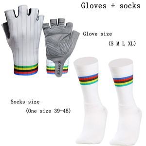 사이클링 장갑 양말 콤비네이션 스트라이프 하프 핑거 스포츠 자전거 논슬립