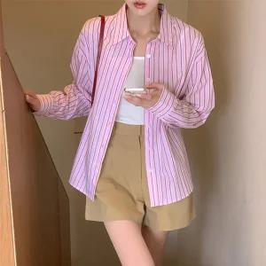 루시 데일리 스트라이프 셔츠 봄 여성 봄셔츠 긴팔 빅사이즈 데일리