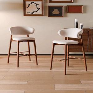 패브릭 바의자 원목프레임 라운드 등받이 하이체어 내추럴 인테리어 소품