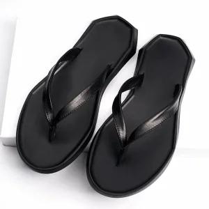 남성 가죽 슬리퍼 쪼리 샌들 캐주얼 로마 플립플랍