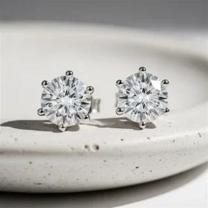 모이사나이트 귀걸이 랩 다이아 6프롱 5부