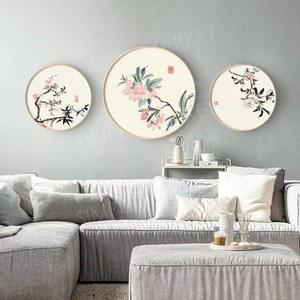 원형 액자 횟집 인테리어 프레임 민화 동양화