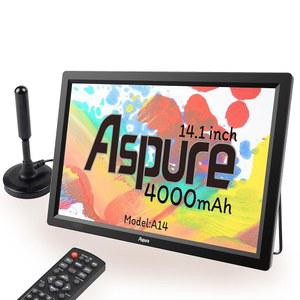자동차 카라반 캠핑 야외 또는 주방용 14인치 휴대용 디지털 ATSC TFT HD 스크린 프리뷰 LED TV 멀티미디어 플레이어 지원 USB 카드가 포함된 내장 배터리 TV 모니터