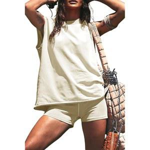 여성용 리비펜트 2피스 의상 오버사이즈 탱크탑 바이커 반바지 세트 핫샷 세트 운동복 세트