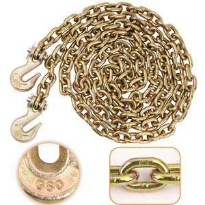 레찬센 G80 운송 바인더 체인 5/16인치 x 10피트, 80등급 클레비스 그랩 후크가 있는 견인 체인, - 3/8인치 래칫 하중 4,900파운드 작업 한계 안전 벌목