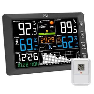 디지털 원자 시계가 장착된 Urageuxy 관측소 무선 실내 실외 , 대형 디스플레이가 가정용 관측소, 기압계, 일기 예보, 조절 가능한 백라이트