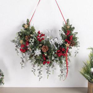 크리스마스 가랜드 벽장식 글라스 사슴 베리 45cm 소품 벽걸이 데코 행사 촬영