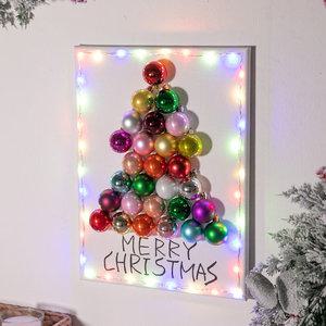 크리스마스 액자 트리 벽 장식 LED 레인보우 40cm 벽걸이 소품 데코 선물 겨울 촬영