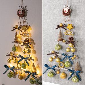 크리스마스 벽트리 나무 LED 디어라떼 우드 65cm 벽걸이 풀세트 소품 데코 촬영