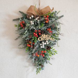 크리스마스 벽장식 트리 LED 올리브 45cm 벽걸이 소품 데코 풀세트 리스 촬영 파티