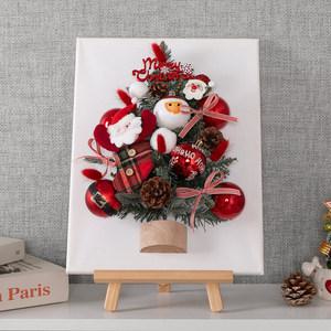 크리스마스 액자 트리 벽 장식 이젤세트 만세 산타 캔버스 B 47cm 벽걸이 테이블 탁상용
