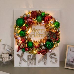 크리스마스 액자 벽 장식 LED 컬러풀 리스 캔버스 50cm 트리 벽걸이 소품 데코 선물